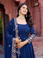 Thumbnail for The52 Women's Beautiful Faux Georgette Fabric Embroidery Work Flared Anarkali Pant and Dupatta Set - Distacart