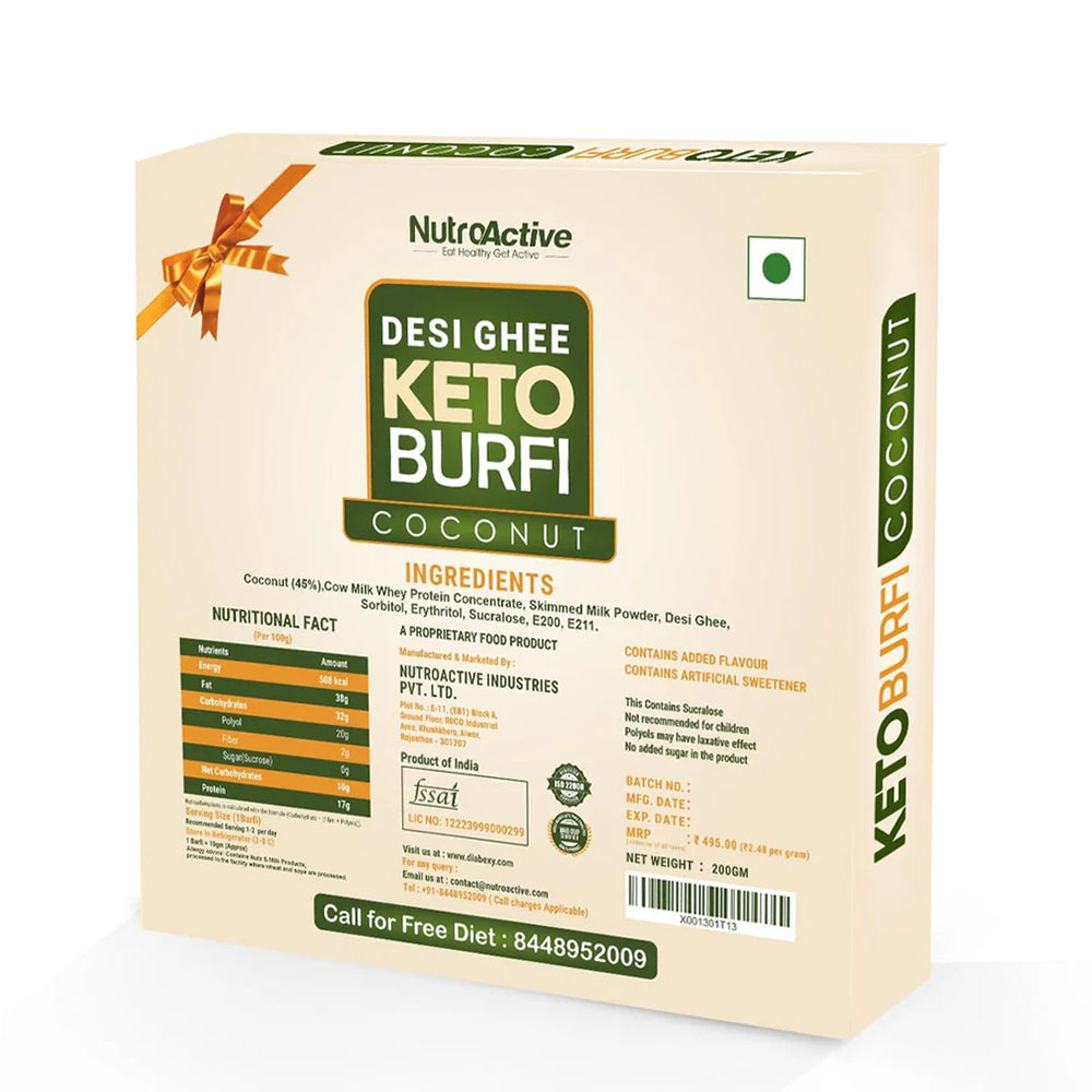 NutroActive Desi Ghee Keto Coconut Barfi - Distacart