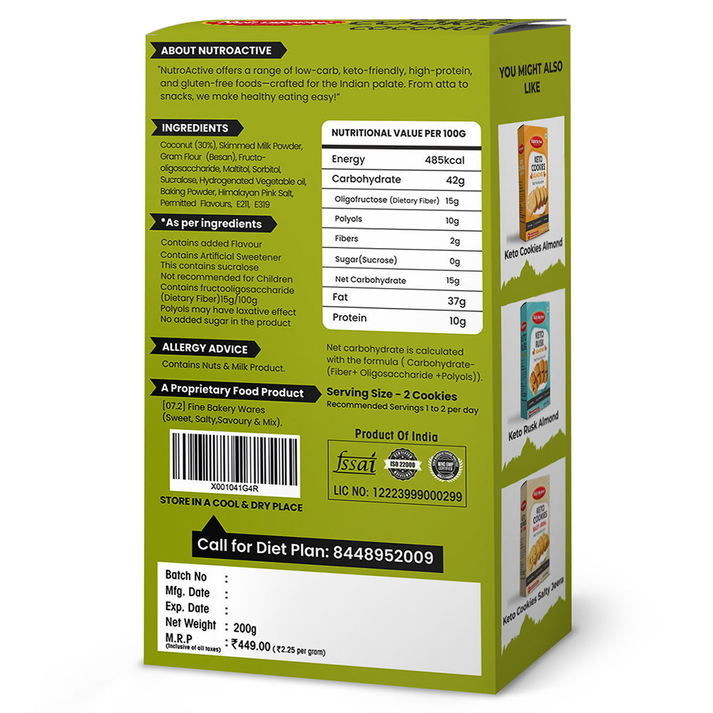 NutroActive Coconut Keto Cookies - Distacart