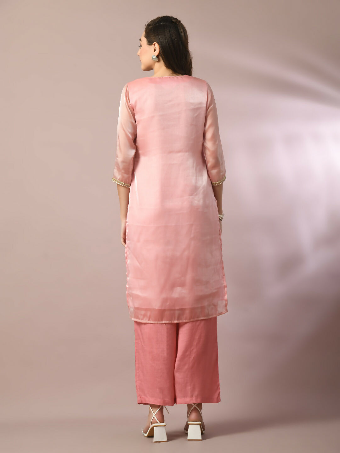 Myshka Women's Pink Solid Straight Party Kurta Set - Distacart