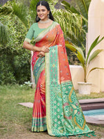 Thumbnail for Anaita Coral Silk Saree With Blouse Piece - Distacart
