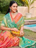 Thumbnail for Anaita Coral Silk Saree With Blouse Piece - Distacart