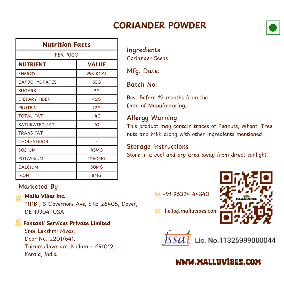 Mallu Vibes Coriander Powder