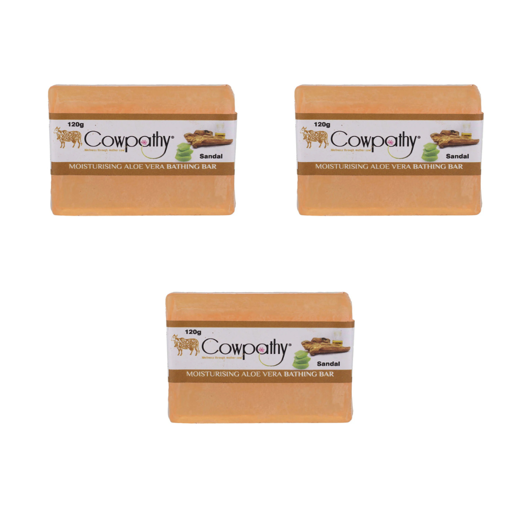 Cowpathy Sandal Moisturising Aloe Vera Bathing Bar (120 GM) - Distacart