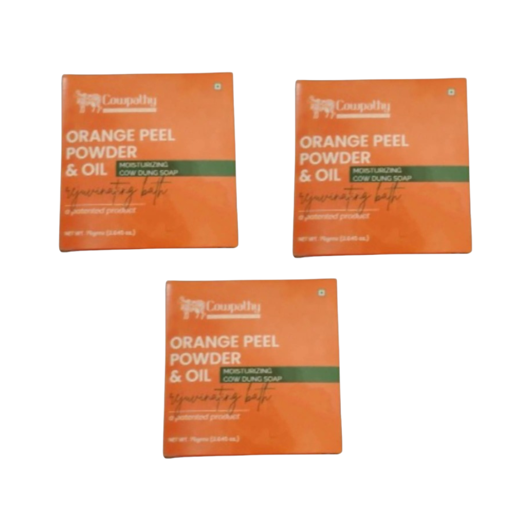 Cowpathy Orange Peel Powder & Orange Oil Cow Dung Bath Soap (75Gms) - Distacart