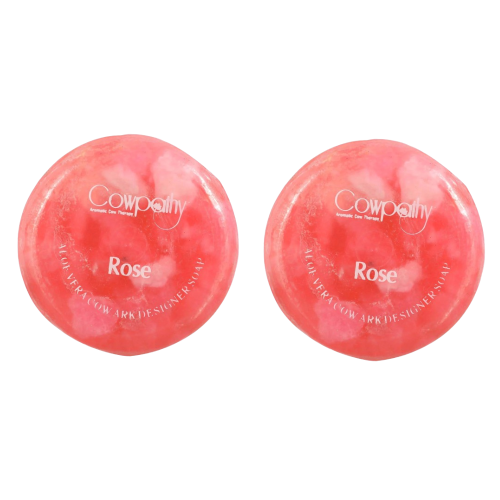 Cowpathy Rose Aloe Vera Cow Ark Designer Soap (100 Gm) - Distacart