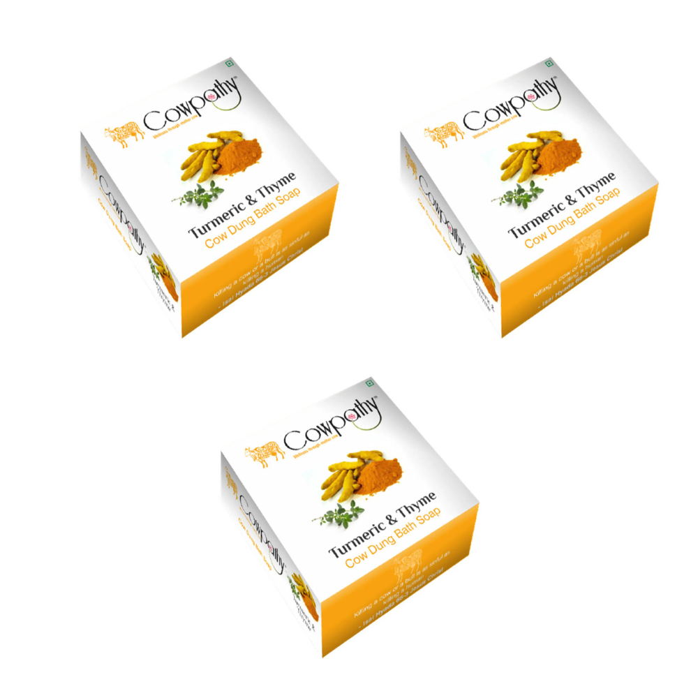 Cowpathy Turmeric & Thyme Cow Dung Bath Soap (75gm) - Distacart