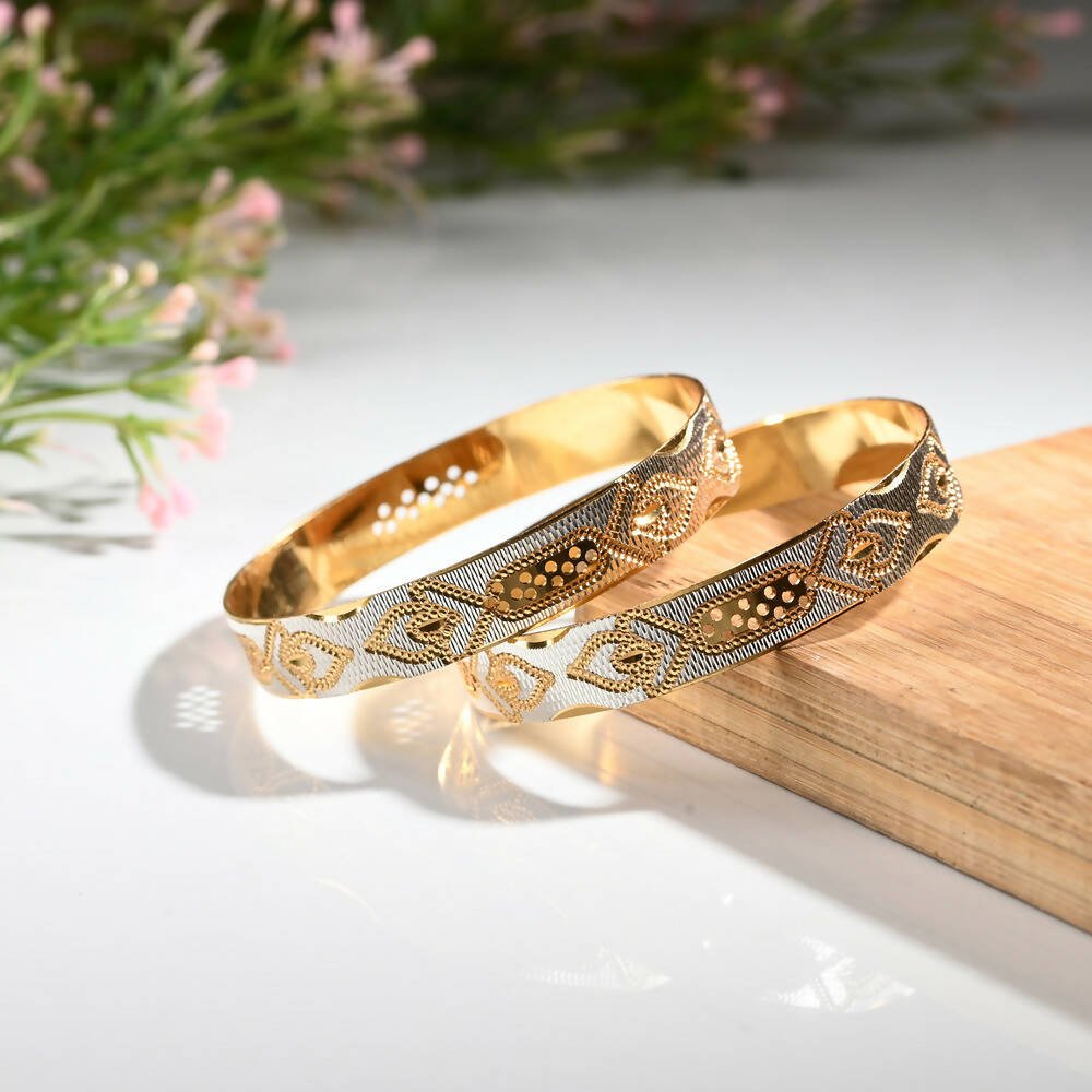 Afast Designer Fancy Party Bangle/ Kada Set, Gold, Metal, Pack Of 2 - Distacart