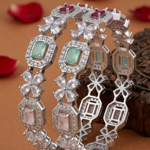 Jewel City Exquisite Emerald & Diamond Gold-Plated Floral Kada Bangles - Handcrafted Ethnic Jewelry for Weddings - Distacart