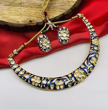Jewel City Traditional Handcrafted Kundan Gold-Plated Necklace Set | Ethnic Indian Jewelry for Weddings, Parties & Festivals - Distacart