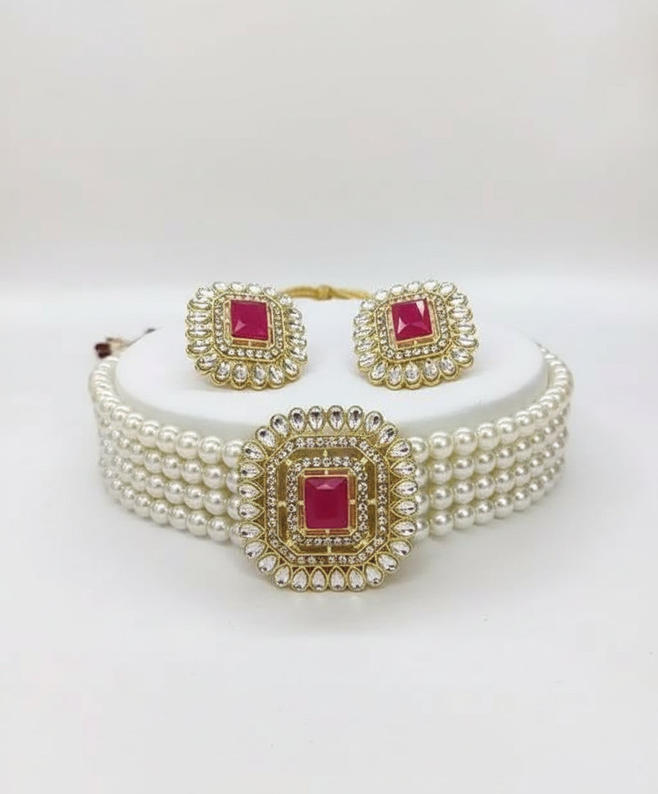 Jewel City Traditional Gold-Plated Multi-Layered Pearl Choker Necklace Set & Earrings Indian Ethnic Wedding Jewelry - Distacart