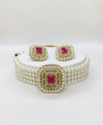 Thumbnail for Jewel City Traditional Gold-Plated Multi-Layered Pearl Choker Necklace Set & Earrings Indian Ethnic Wedding Jewelry - Distacart
