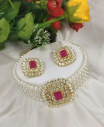Thumbnail for Jewel City Traditional Gold-Plated Multi-Layered Pearl Choker Necklace Set & Earrings Indian Ethnic Wedding Jewelry - Distacart