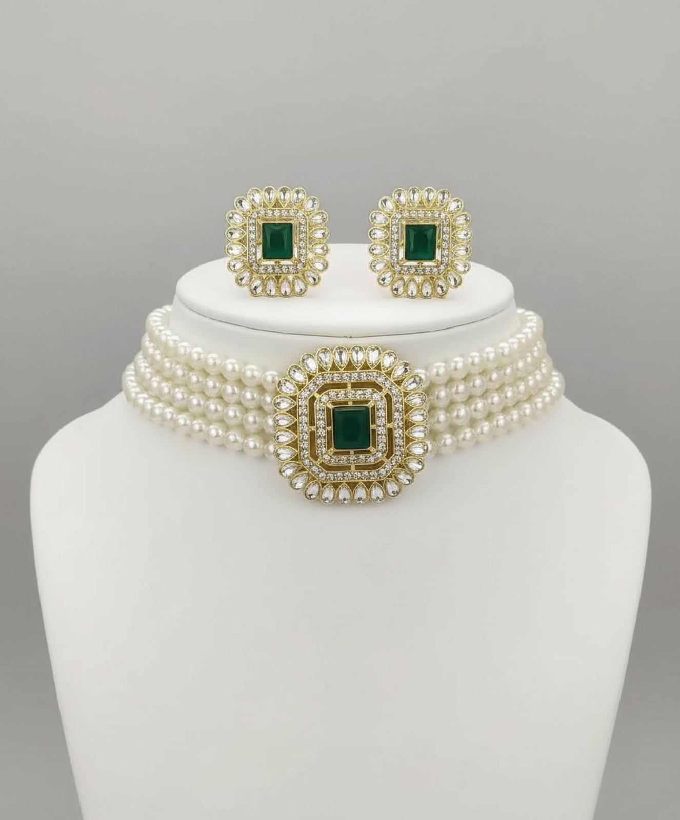 Jewel City Traditional Gold-Plated Multi-Layered Pearl Choker Necklace Set & Earrings Indian Ethnic Wedding Jewelry - Distacart
