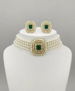 Thumbnail for Jewel City Traditional Gold-Plated Multi-Layered Pearl Choker Necklace Set & Earrings Indian Ethnic Wedding Jewelry - Distacart