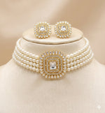 Thumbnail for Jewel City Traditional Gold-Plated Multi-Layered Pearl Choker Necklace Set & Earrings Indian Ethnic Wedding Jewelry - Distacart