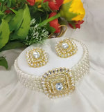 Thumbnail for Jewel City Traditional Gold-Plated Multi-Layered Pearl Choker Necklace Set & Earrings Indian Ethnic Wedding Jewelry - Distacart