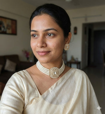 Jewel City Traditional Gold-Plated Multi-Layered Pearl Choker Necklace Set & Earrings Indian Ethnic Wedding Jewelry - Distacart
