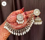 Thumbnail for Jewel City Traditional Handcrafted Kundan Pearl Jhumka Drop Earrings And Maang Tikka Set - Distacart