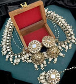 Thumbnail for Jewel City Traditional Handcrafted Kundan Pearl Jhumka Drop Earrings And Maang Tikka Set - Distacart