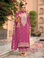 Thumbnail for Anaita Pink Premium Embroidered Chiffon Salwar Suit - Distacart