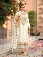 Thumbnail for Anaita Beige Premium Embroidered Chiffon Salwar Suit - Distacart