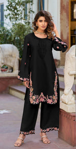 Thumbnail for Anaita Black Embroidered And Viscose Thread Work Cotton Salwar Suit - Distacart