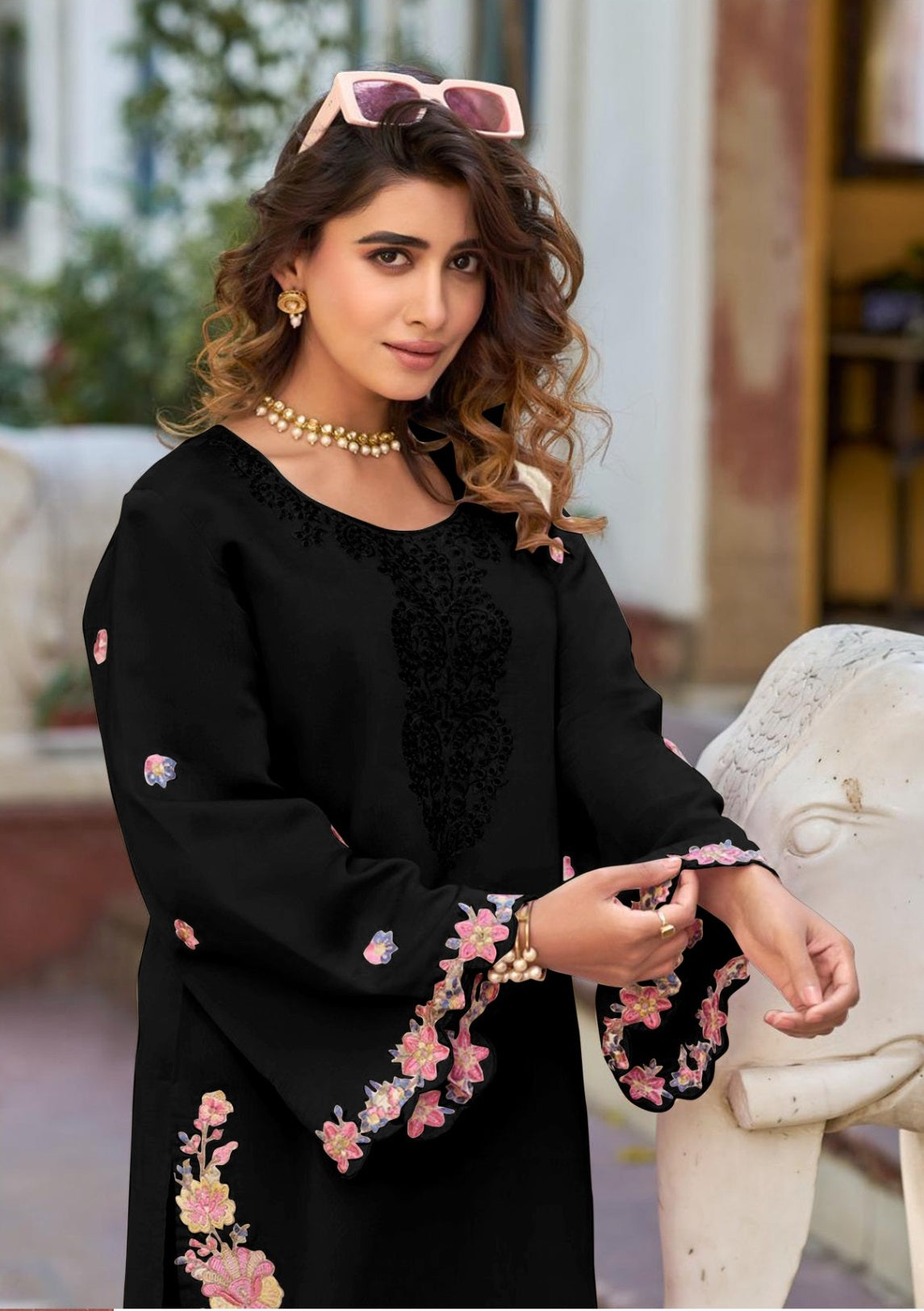 Anaita Black Embroidered And Viscose Thread Work Cotton Salwar Suit - Distacart