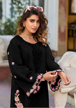 Thumbnail for Anaita Black Embroidered And Viscose Thread Work Cotton Salwar Suit - Distacart