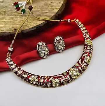 Jewel City Traditional Handcrafted Kundan Gold-Plated Necklace Set | Ethnic Indian Jewelry for Weddings, Parties & Festivals - Distacart
