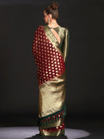 Thumbnail for NOZ2TOZ Women's Georgette Burgundy Woven Design Designer Saree With Blouse Piece - Distacart