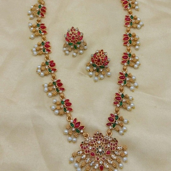 Jewel City Traditional Gold-Plated Red Green Pearl Necklace Set for Women | Ethnic Bridal Jewelry - Distacart