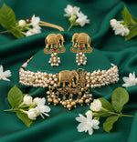 Thumbnail for Jewel City Exquisite Handcrafted Elephant Motif White Pearl Jewelry Set - Where Tradition Meets Elegance - Distacart