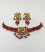 Thumbnail for Jewel City Exquisite Handcrafted Elephant Motif Red Beaded Jewelry Set - Where Tradition Meets Elegance - Distacart
