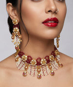 Thumbnail for Jewel City Handcrafted Kundan & Ruby Bead Choker Set | Traditional Indian Gold-Plated Bridal Jewelry - Distacart