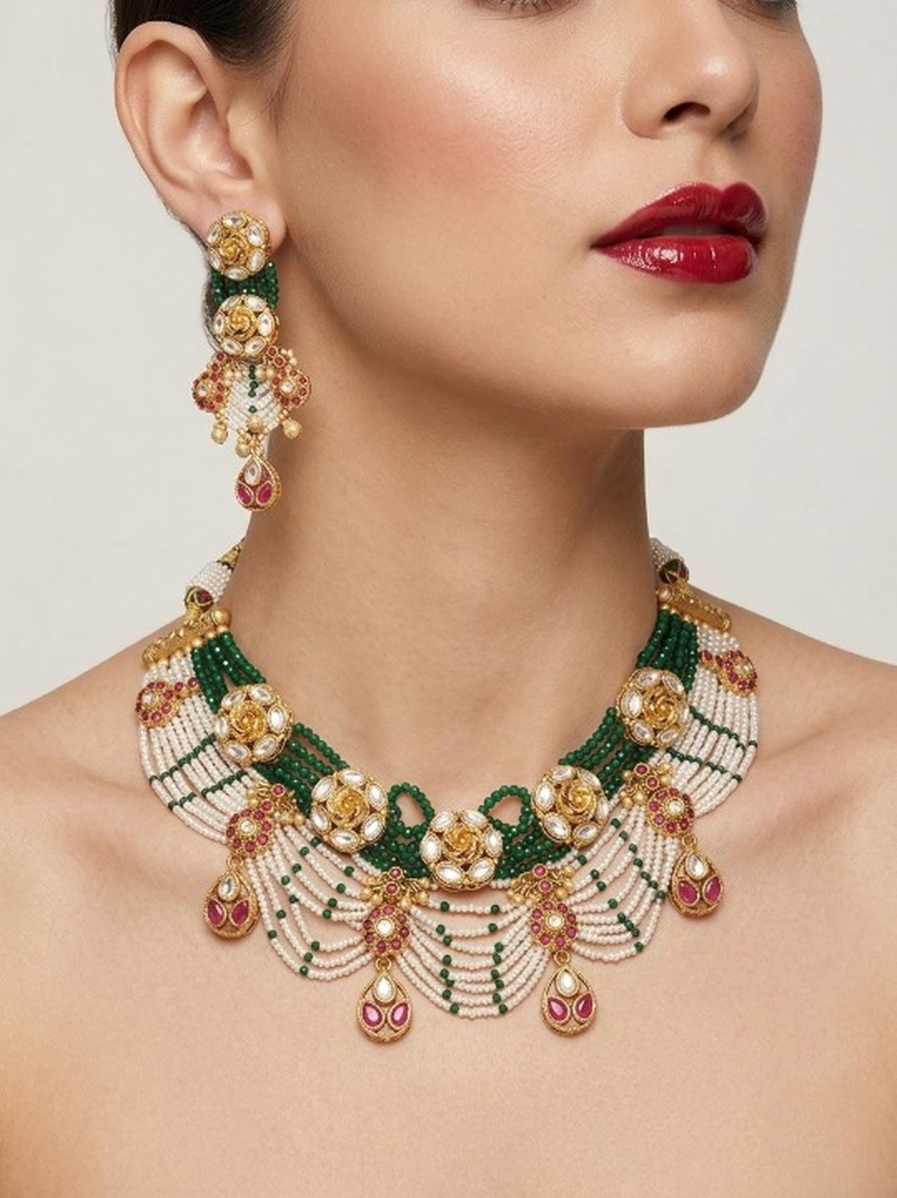 Jewel City Exquisite Kundan & Pearl Haar Set: Traditional Gold-Plated Choker for Weddings & Festivals - Distacart