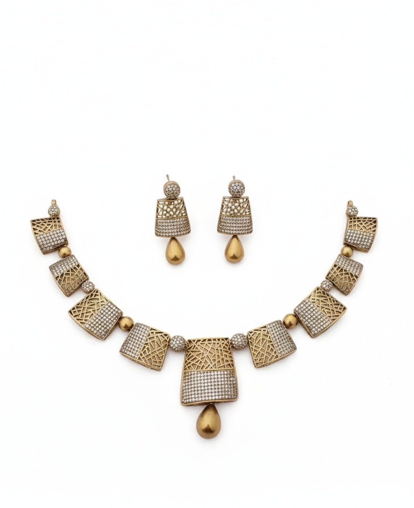 Jewel City Stunning Traditional Gold-Plated Choker Necklace Set - Distacart