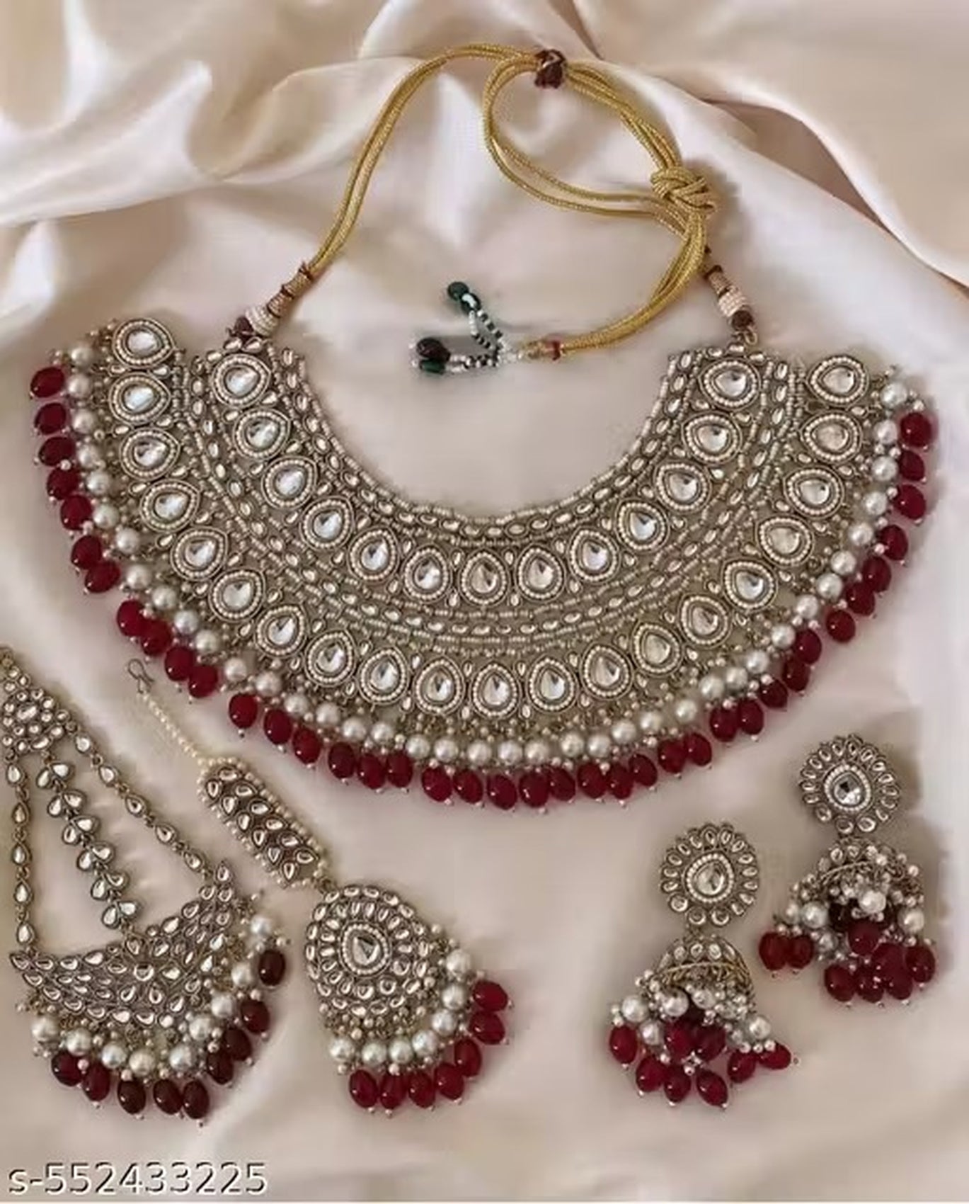 Jewel City Handcrafted Maroon Kundan Jewellery Set - Distacart