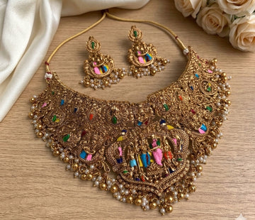 Jewel City Handcrafted Temple Jewellery: Intricate Gold-Plated Choker Set - Dista