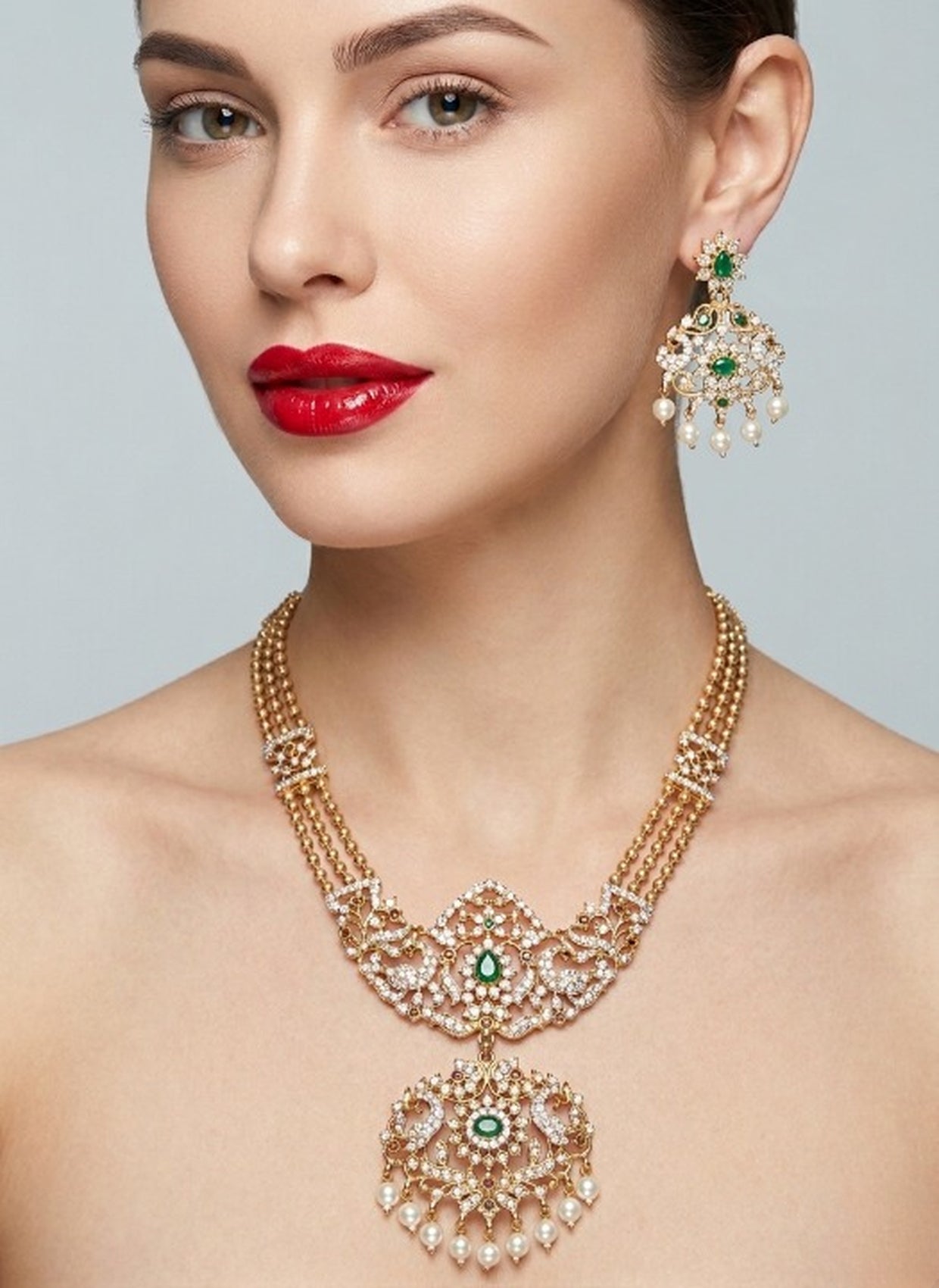 Jewel City Handcrafted Traditional Gold-Plated Temple Jewelry Set | Ethnic Bridal Lakshmi Necklace & Earrings for Women - Distacart