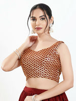 Thumbnail for Joban Fashion Maroon Silk Padded Blouse With Sweetheart Neck Sleeveless - Distacart