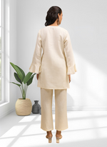 Thumbnail for Joban Fashion Cream Linen Embroidered Readymade Cord Set - Distacart