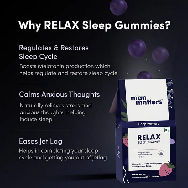 Man Matters Relax Melatonin Sleep Gummies - No Added Sugar - Distacart