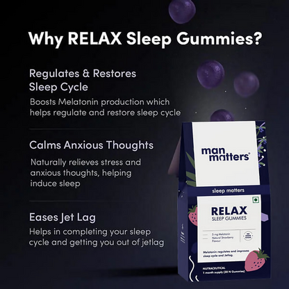 Man Matters Relax Melatonin Sleep Gummies - No Added Sugar - Distacart