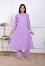 Thumbnail for Miravan Womens Lavender Angrakha Kurta Set - Distacart
