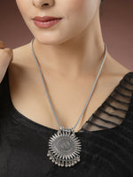 Thumbnail for NVR Women's Silver-Toned German Silver Oxidised Pandent - Distacart
