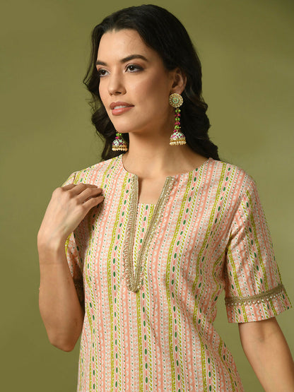 Myshka Women's Multi Printed Cotton Straight Party Kurta Set - Distacart