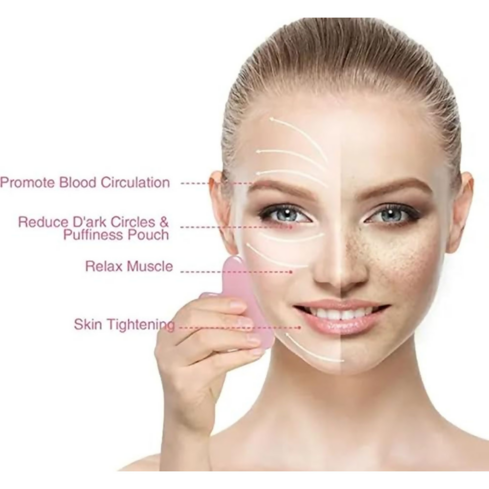 Bronson Professional Rose Quartz Gua Sha Face Massage Tool - Dista