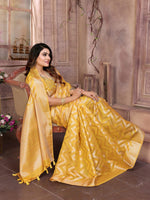 Thumbnail for Aastha Fashion Yellow Soft Organza Silk Weaving Saree - Distacart