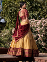 Thumbnail for Evanik Women South-Style Kanchipuram Silk Stitched Lehenga With Unstitched Blouse & Dupatta